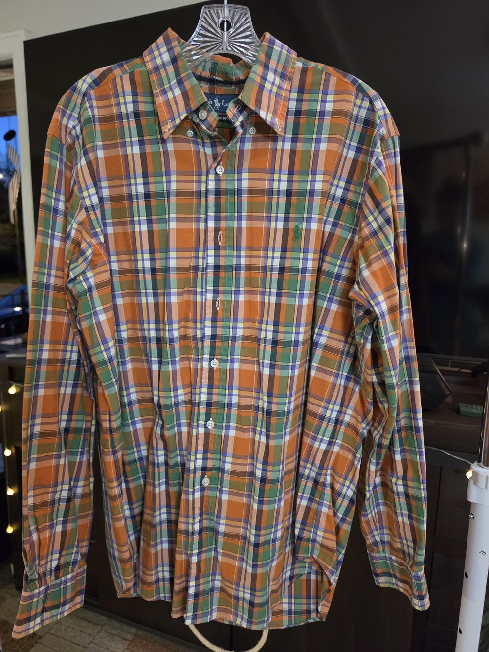 Ralph Lauren Orange Green Plaid Button-Down Shirt